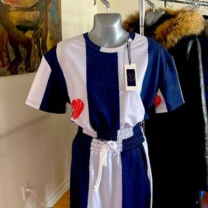Brand New-Two- Piece Skirt And Top Heart- Cotton- Blend